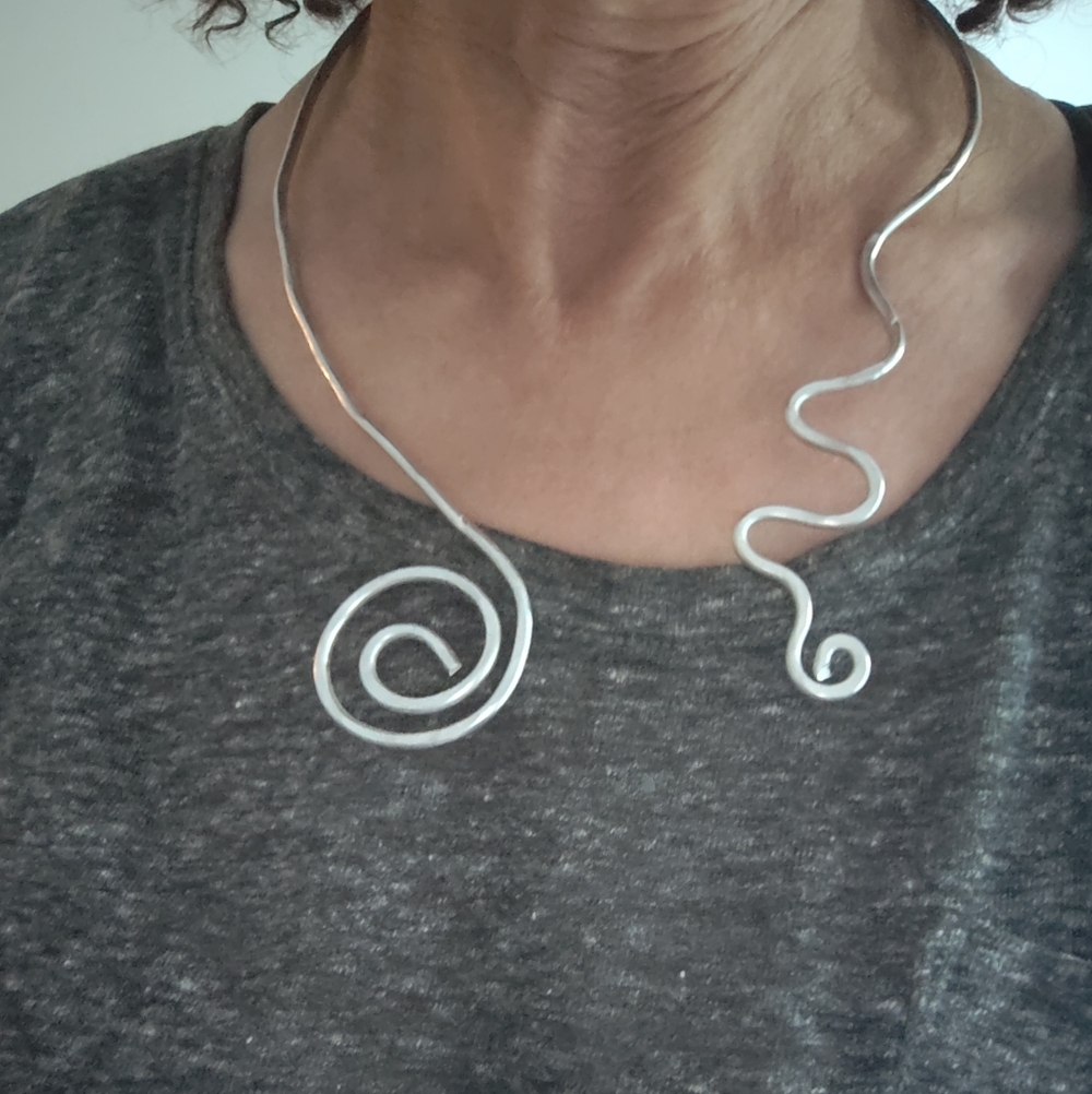 Silver Spiral Collar Necklace